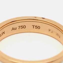 Pre Owned Boucheron Quatre White Edition Ceramic 18k Rose Gold Ring Size 50