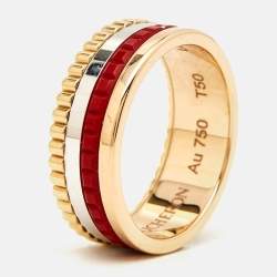 Boucheron Quatre Red Edition Ceramic 18k Three Tone Gold Ring Size 50