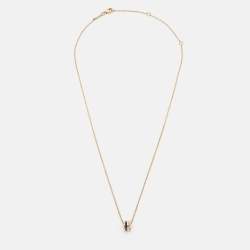 Pre Owned Boucheron Quatre Classique Diamond PVD 18k Three Tone Gold Mini Pendant Necklace
