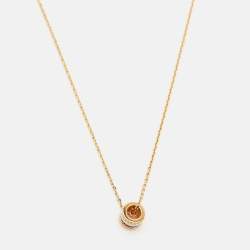 Pre Owned Boucheron Quatre Classique Diamond PVD 18k Three Tone Gold Mini Pendant Necklace