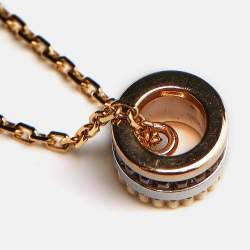 Pre Owned Boucheron Quatre Classique Diamond PVD 18k Three Tone Gold Mini Pendant Necklace