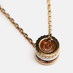 Pre Owned Boucheron Quatre Classique Diamond PVD 18k Three Tone Gold Mini Pendant Necklace