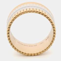 Boucheron Quatre White Edition Ceramic 18K Three Tone Gold Large Band Ring 58