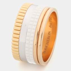 Boucheron Quatre White Edition Ceramic 18K Three Tone Gold Large Band Ring 58