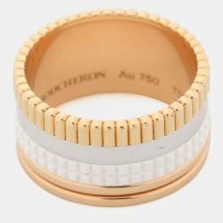 Boucheron Quatre White Edition Ceramic 18K Three Tone Gold Large Band Ring 58