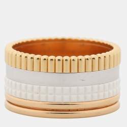 Boucheron Quatre White Edition Ceramic 18K Three Tone Gold Large Band Ring 58