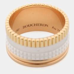 Boucheron Quatre White Edition Ceramic 18K Three Tone Gold Large Band Ring 58