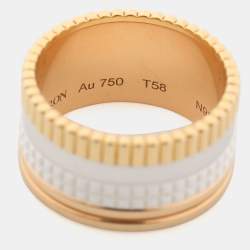 Boucheron Quatre White Edition Ceramic 18K Three Tone Gold Large Band Ring 58
