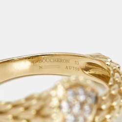 Boucheron Serpent Boheme Toi et Moi XS Motif Diamond 18k Yellow Gold Ring Size 53