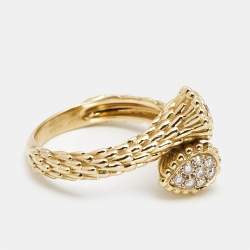 Boucheron Serpent Boheme Toi et Moi XS Motif Diamond 18k Yellow Gold Ring Size 53