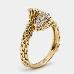 Boucheron Serpent Boheme Toi et Moi XS Motif Diamond 18k Yellow Gold Ring Size 53