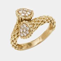 Boucheron Serpent Boheme Toi et Moi XS Motif Diamond 18k Yellow Gold Ring Size 53