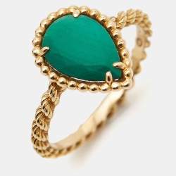 Boucheron Serpent Boheme Malachite 18k Yellow Gold S Motif Ring Size 51