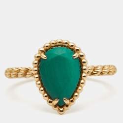 Boucheron Serpent Boheme Malachite 18k Yellow Gold S Motif Ring Size 51