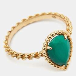 Boucheron Serpent Boheme Malachite 18k Yellow Gold S Motif Ring Size 51