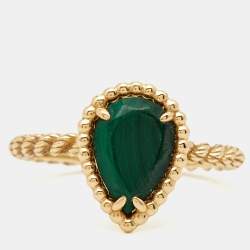 مملوكة مسبقًا Boucheron Serpent Boheme Malachite 18k Yellow Gold S Motif Ring Size 53