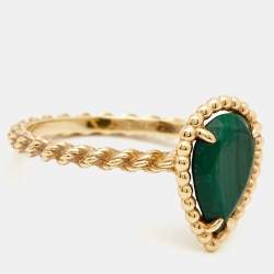 مملوكة مسبقًا Boucheron Serpent Boheme Malachite 18k Yellow Gold S Motif Ring Size 53