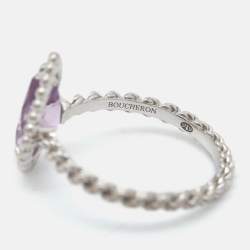 Boucheron Serpent Boheme  Amethyst 18k White Gold S Motif Ring Size 49