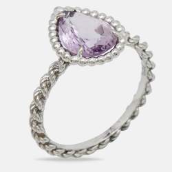 Boucheron Serpent Boheme  Amethyst 18k White Gold S Motif Ring Size 49