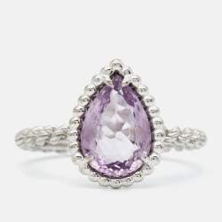 Boucheron Serpent Boheme  Amethyst 18k White Gold S Motif Ring Size 49