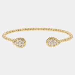Boucheron 18K Yellow Gold and Diamond Serpent Boheme Twin Motif Bangle Bracelet