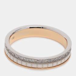 Boucheron Quatre White Edition Diamond Ceramic 18k White/Yellow Gold Wedding Band 56