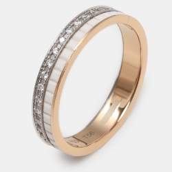 Boucheron Quatre White Edition Diamond Ceramic 18k White/Yellow Gold Wedding Band 56