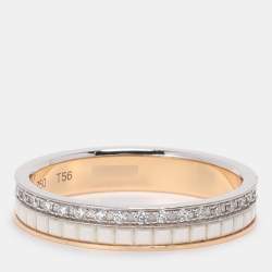 Boucheron Quatre White Edition Diamond Ceramic 18k White/Yellow Gold Wedding Band 56