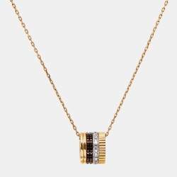 Pre Owned Boucheron Quatre Classique PVD Diamonds 18k Three Tone Gold Large Model Necklace