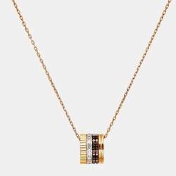 Pre Owned Boucheron Quatre Classique PVD Diamonds 18k Three Tone Gold Large Model Necklace