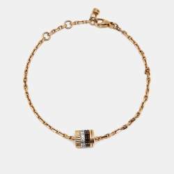 Pre Owned Boucheron Quatre Classique PVD Diamonds 18k Three Tone Gold Bracelet