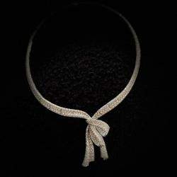 Pre Owned Boucheron High Jewelry Diamond Set White Gold Bow Necklace