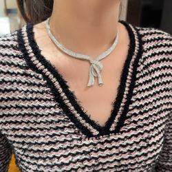 Pre Owned Boucheron High Jewelry Diamond Set White Gold Bow Necklace