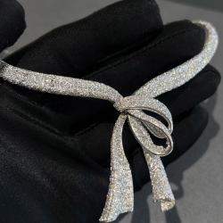 Pre Owned Boucheron High Jewelry Diamond Set White Gold Bow Necklace