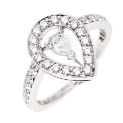 مملوكة مسبقًا Boucheron Ava Pear Diamond 18k White Gold Ring Size 53