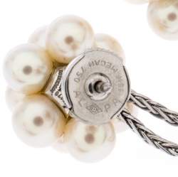 Boucheron Cultured Pearl Cluster 18k White Gold Tassel Stud Earrings