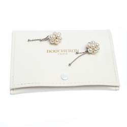 Boucheron Cultured Pearl Cluster 18k White Gold Tassel Stud Earrings