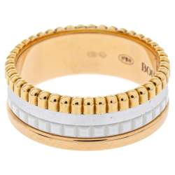 Boucheron Quatre White Edition Ceramic 18K Three Tone Gold Small Ring Size 51