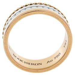 Boucheron Quatre White Edition Ceramic 18K Three Tone Gold Small Ring Size 51