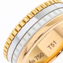 Boucheron Quatre White Edition Ceramic 18K Three Tone Gold Small Ring Size 51