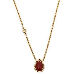 Boucheron Serpent Boheme Diamond Carnelian 18K Yellow Gold Pendant Necklace XS