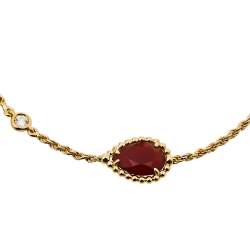 Boucheron Serpent Boheme Diamond Carnelian 18K Yellow Gold Bracelet XS