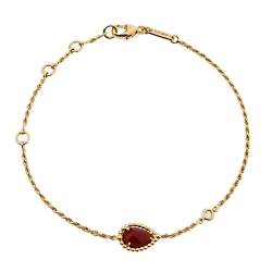 Boucheron Serpent Boheme Diamond Carnelian 18K Yellow Gold Bracelet XS