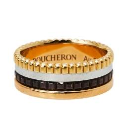 Pre Owned خاتم بوشيرون كوارتر كلاسيك صغير ذهب ثلاثي اللون عيار 18 مقاس 49