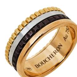 Pre Owned خاتم بوشيرون كوارتر كلاسيك صغير ذهب ثلاثي اللون عيار 18 مقاس 49