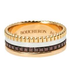 Boucheron Quatre Classique 18K Three Tone Gold PVD Small Band Ring 54
