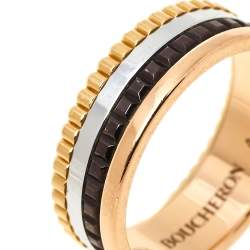 Boucheron Quatre Classique 18K Three Tone Gold PVD Small Band Ring 54