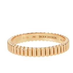 Boucheron Grosgrain 18K Rose Gold Wedding Band Ring Size 56