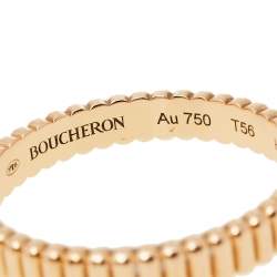 Boucheron Grosgrain 18K Rose Gold Wedding Band Ring Size 56
