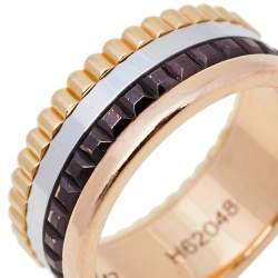 Boucheron Quatre Classique 18K Three Tone Gold Brown PVD Large Band Ring Size 47